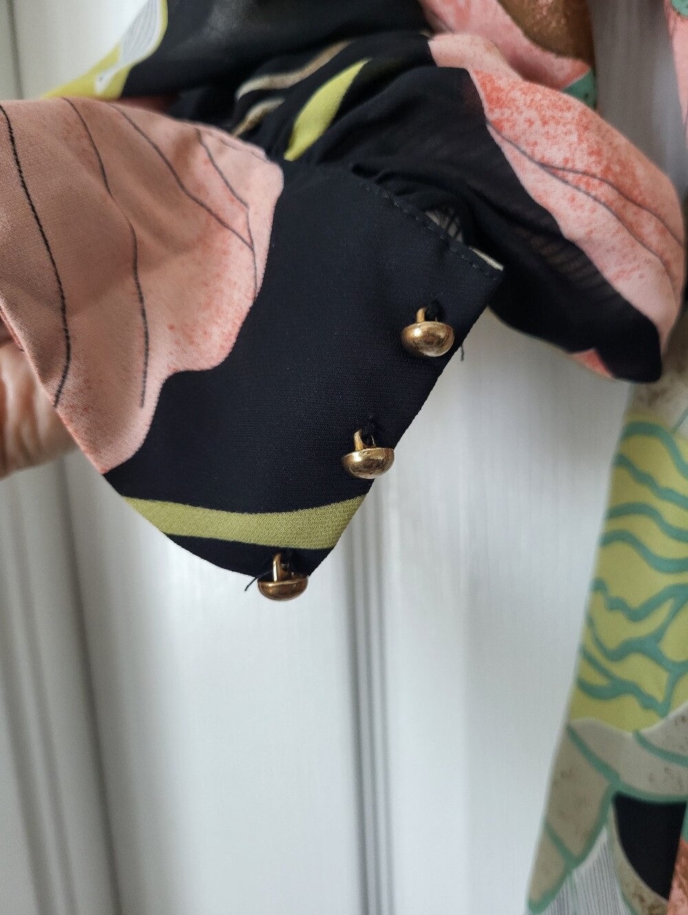 Xtaren Black Chiffon Maxi Dress with Pink & Green Floral Print - Picture 4 of 8